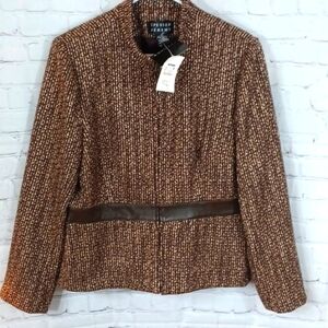 Jeremy  Spencer Wool  Unique  Womans  Brown‎  Tweed  Jacket L NWT  $89